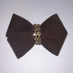 Susan Lanci Nouveau Hair Bow (Brown with Gold European Crystals) (S)
